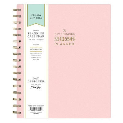 Blue Sky Day Designer 2026 Weekly/Monthly Faux Leather Hardcover Planning Calendar 7"x9" Blush