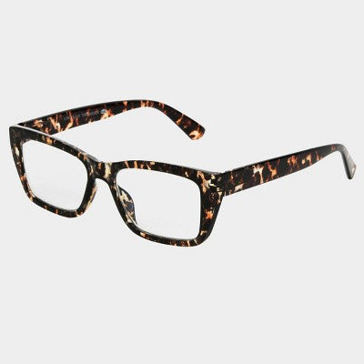 Women's Plastic Cateye Rectangle Blue Light Filtering Reading Glasses - Universal Thread Brown/Tortoise Print: Medium Fit, Recycled Frame