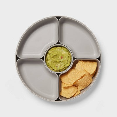 12"x12" Round Divided Server Plate Gray - Room Essentials
