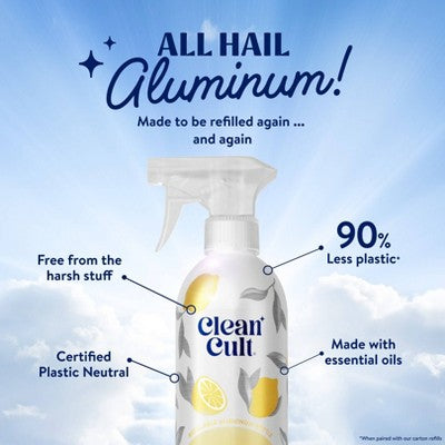 Cleancult All Purpose Cleaner - Refillable Aluminum Bottle - Lemon Verbena - 16 fl oz
