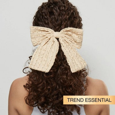 scunci Boho Chic Textured Bow Barrette - Latte - All Hair