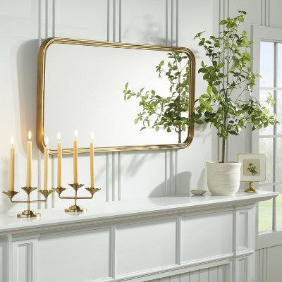 20"x40" Decorative Molding Rectangular Wall Mirror Antique Brass - Hearth & Hand with Magnolia (LOCAL PICKUP ONLY)
