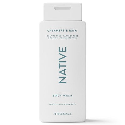 Native Body Wash for Men - Cashmere & Rain - Sulfate Free - 18 fl oz: Liquid, Whole Body, Normal Skin, Squeeze Bottle