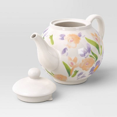 40 fl oz Stoneware Floral Tea Pot - Threshold