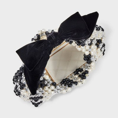 Beaded Checkered Bow Shoulder Bag - A New Day