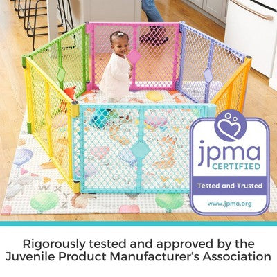 Toddleroo by North States Superyard Colorplay 6 Panel Freestanding Baby Playard - Bright (LOCAL PICKUP ONLY)