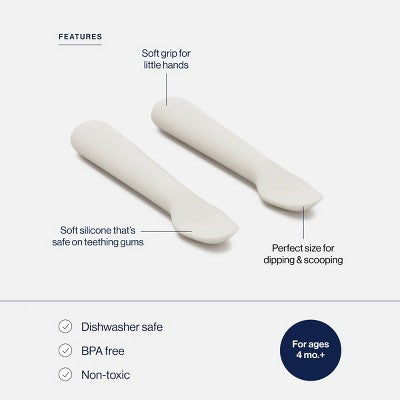 Lalo 2pk Silicone Baby Spoons - Oatmeal