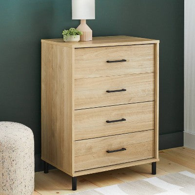 Mixed Material 4 Drawer Dresser Updated Base Natural Wood - Room Essentials (LOCAL PICKUP ONLY)