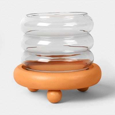 6"x6.5" Terracotta with Glass Lantern - Threshold