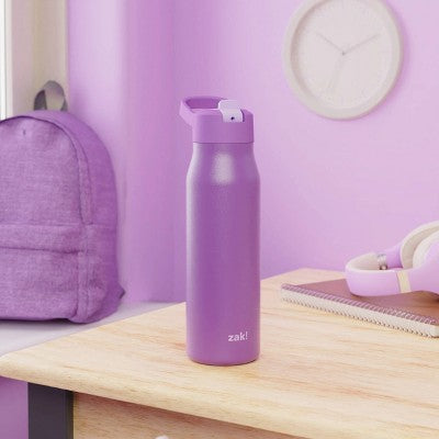 Zak Designs 20 fl oz Stainless Steel Straw Bottle - Purple