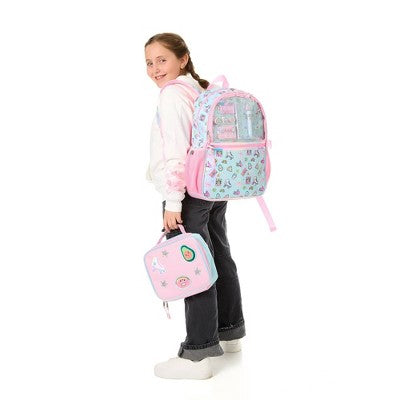 Locker Club Kids' 16L Kids Backpack with Clear Lunch Stationery - Blue/Pink