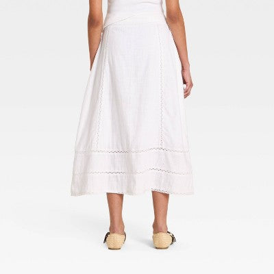 Women's Cutwork Midi Full Skirt - Universal Thread White 10