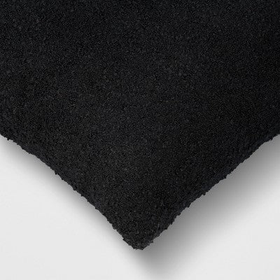 20"x20" Boucle Solid Square Outdoor Throw Pillow Black - Threshold