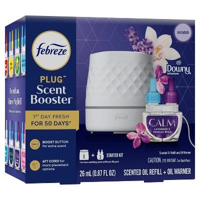 Febreze Plug Scent Booster Downy Calm Starter Kit - 0.87 fl oz/2ct: Electric, Oil, Air Freshener Holders