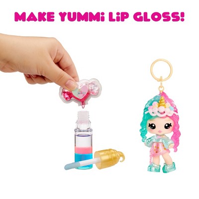 Yummiland Lip Gloss Doll: Mystery Color Change - Phoebe Frappe Includes DIY Lip Gloss + Removable Keychain