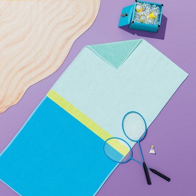 XL 'WOW' Reversible Beach Towel Blue/Teal/Lime - Sun Squad