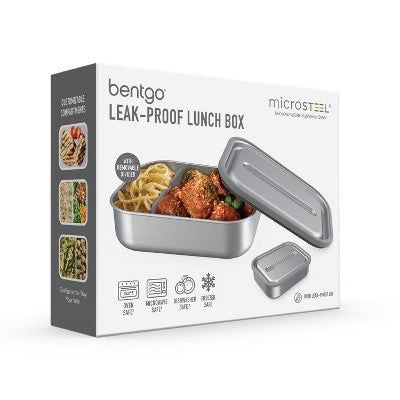 Bentgo Microsteel Leakproof Lunch Bento Box - Silver: Stainless Steel Lunchbox