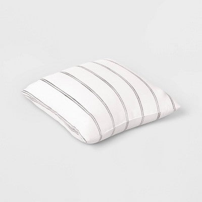 2pk Square Cotton Woven Stripe Throw Pillows Ivory/Black - Threshold