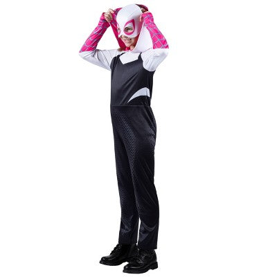 Kids' Marvel Ghost-Spider Gwen Halloween Costume Jumpsuit with Mask: SIZE S