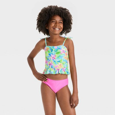Girls' Paradise Coast Floral Printed Tankini Set - Cat & Jack L