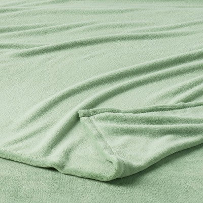 Full/Queen Plush Blanket Sage Green - Room Essentials