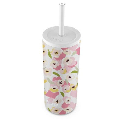 Ello Vita 20oz Stainless Steel Straw Tumbler - White Floral
