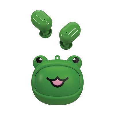 GEMS 'Frog' Spinning Animal Face TWS Earbuds - Green: Built-In Microphone, USB-C
