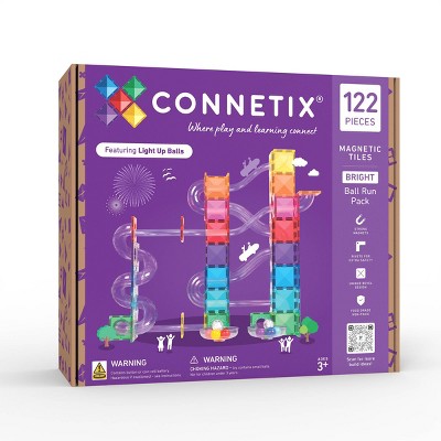 CONNETIX Magnetic Tiles Bright Ball Run Pack : Creative Building Educational Toy Set 122pc