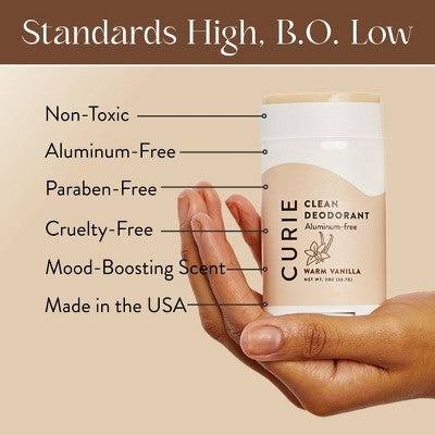 Curie Aluminum Free Deodorant Stick - Warm Vanilla - 2oz