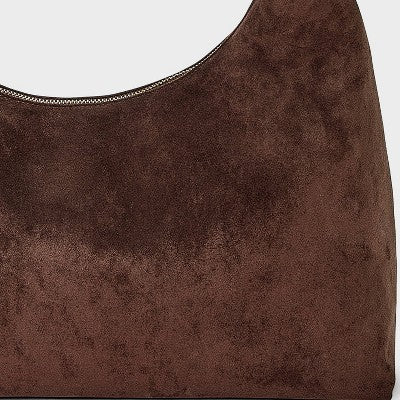 Faux Suede Soft Shoulder Bag - A New Day Brown