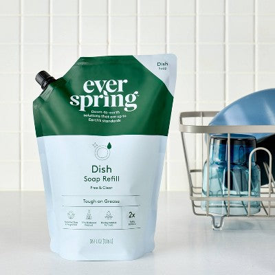 Unscented Free and Clear Liquid Dish Soap Refill - 36 fl oz - Everspring