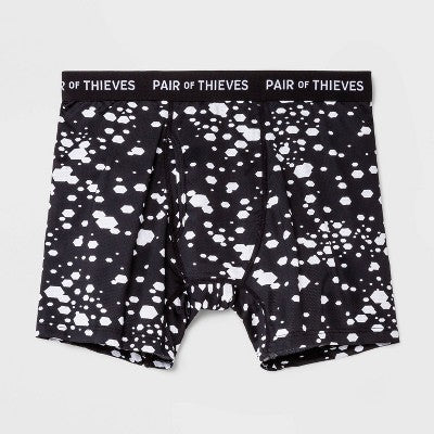 Pair of Thieves Men's Super Fit Polka Dot Boxer Briefs - Black/White S: Lightweight Mesh, Full Waistband Elastic
