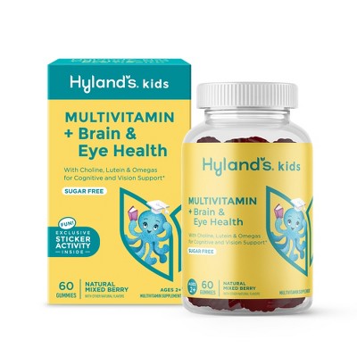 Hyland's Kids Multivitamin + Brain & Eye Health, Sugar-Free Gummies - 60ct: Mixed Berry Flavor