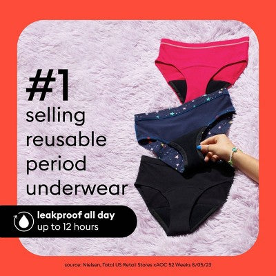Thinx Teens Bikini Leakproof Women's Period Underwear - Black - Medium