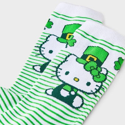 Women's Hello Kitty St. Patrick's Day Crew Socks - Green/White 4-10