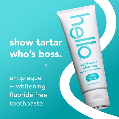 hello Antiplaque and Whitening Fluoride Free Toothpaste - Natural Peppermint - 5oz/2pk