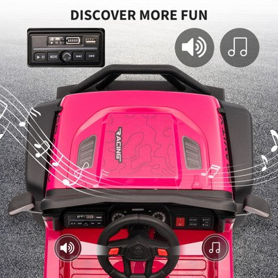 12V Kids Ride On Truck Car w/Parent Remote Control, 3 Speeds, Emergency Braking, LED Lights, Music & Horn, Kids Electric Vehicles for Kids, Rose (LOCAL PICKUP ONLY)