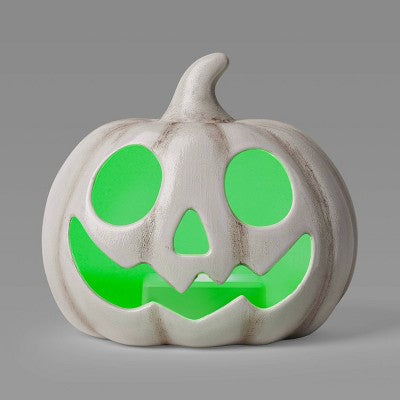 Lit Plastic Pumpkin Figurine - Hyde and EEK! Boutique Gray