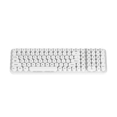 North Full Size Round Pop Key Wireless Keyboard - White: 105 Keys, Radio Frequency