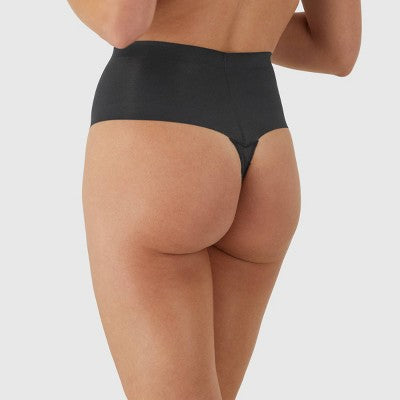 Maidenform Women's Shapewear 2pk Light Shaping Thong SES080 - Black/Beige S: Medium Control, Tummy & Hip Slimming