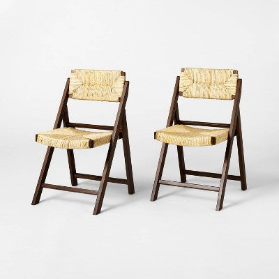 Set of 2 Folding Wicker Dining Chairs Dark Brown - Threshold designed with Studio McGee (LOCAL PICKUP ONLY)