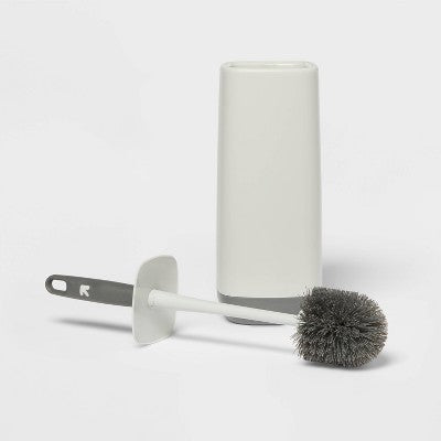 Splash Guard Toilet Brush with Tall Holster - up&up