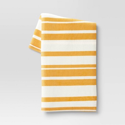 Printed Plush Striped Throw Blanket Yellow - Room Essentials