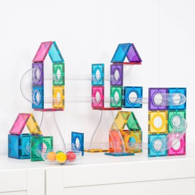 CONNETIX Magnetic Tiles Bright Ball Run Pack : Creative Building Educational Toy Set 122pc