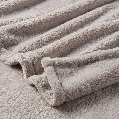 Reversible Faux Shearling Throw Blanket Gray - Room Essentials: Lightweight, Knitted, Machine Washable, 50x60 inches