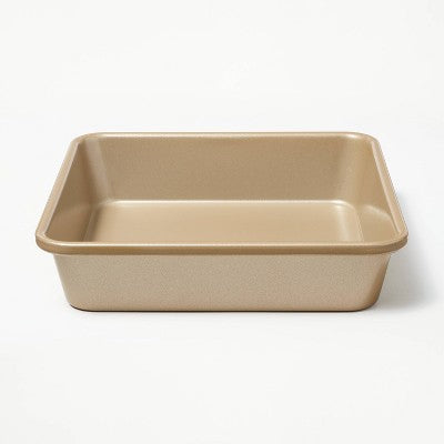 8" Nonstick Aluminized Steel Square Baking Pan Gold - Figmint