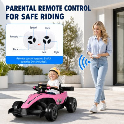 12V Kids Ride On Electric Formula Racing Car with Remote Control, Pink, Ages 3-7 (LOCAL PICKUP ONLY)