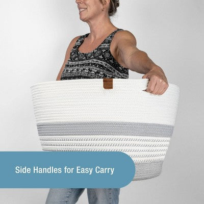 CleverMade XL Rope Basket Stone Gray