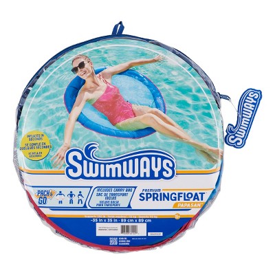 SwimWays Spring Float Papasan Inflatable Pool Lounger with Hyper-Flate Valve - Aqua: 1 Person Capacity