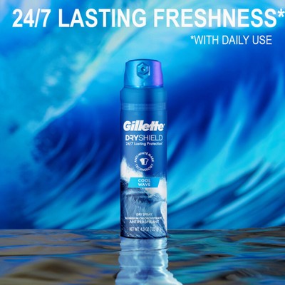 Gillette Dry Spray Antiperspirant and Deodorant for Men - Cool Wave - 4.3oz